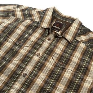 Prana Men's XL‎ Organic Cotton Blend Plaid Short Sleeve Button Up Shirt
